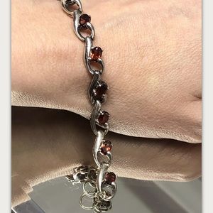 Sterling silver Red Garnet Tennis Bracelet 7.5”